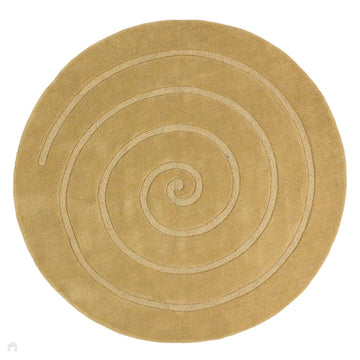 Spiral Modern Plain Hand Woven Carved Hi-Low Wool Round Gold Rug-Think Rugs-Rug Love - The Most Loved Rug Store